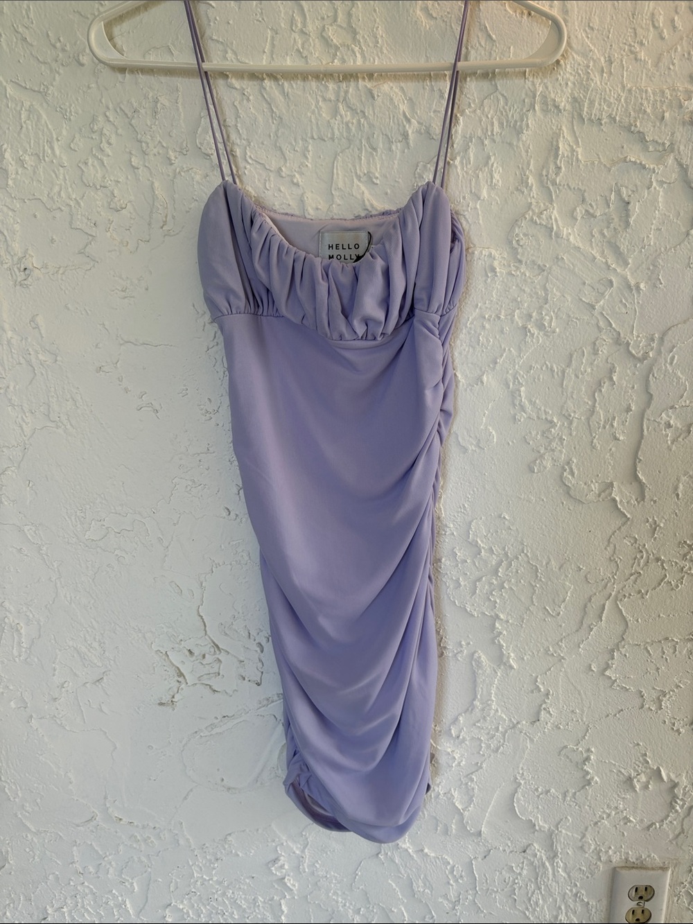 Hello Molly Lavender Ruched Midi Dress